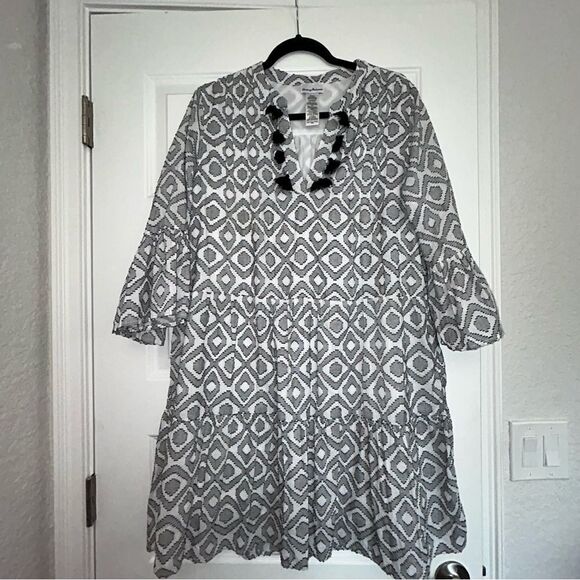Tommy Bahama Diamond Clip Jacquard Tiered Split Round Swim Cover Up Dress - Picture 1 of 6